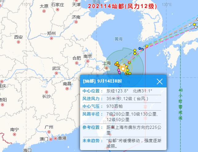 台风灿都登陆上海可能性基本排除 2021年9月份台风最新情况